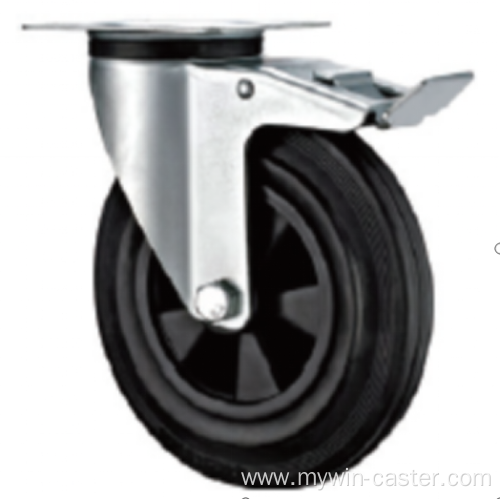 80mm European industrial rubber swivel caster with brake